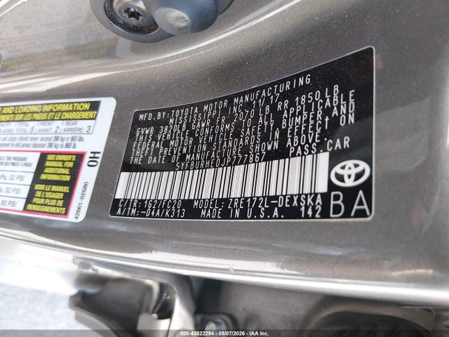 Продаж на аукціоні авто 2018 Toyota Corolla Se, vin: 5YFBURHE0JP777867, номер лоту: 45822294