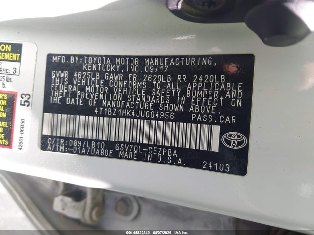 4T1BZ1HK4JU004956 Toyota Camry Xse V6