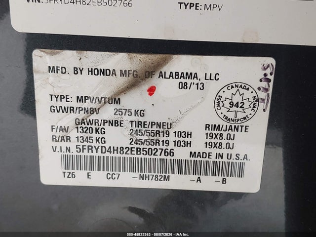 Acura Mdx Advance Pkg W/entertainment Pkg 2014 5FRYD4H82EB502766 Image 9