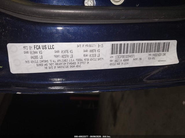 2016 Dodge Dart Sxt მანქანა იყიდება აუქციონზე, vin: 1C3CDFBB1GD540371, აუქციონის ნომერი: 45822377