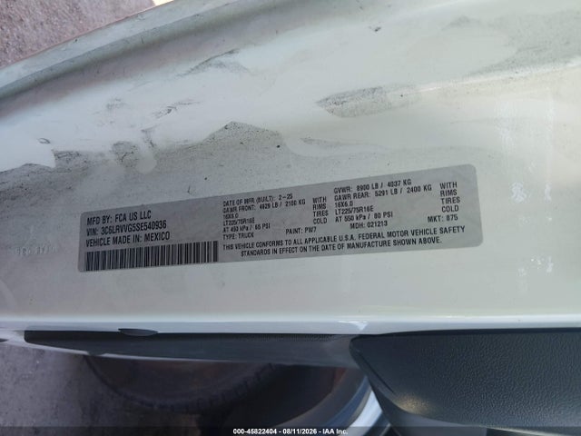 Aukcja sprzedaży 2025 Ram Promaster 2500 Tradesman Low Roof 136 Wb W/pass Seat, vin: 3C6LRVVG5SE540936, numer aukcji: 45822404