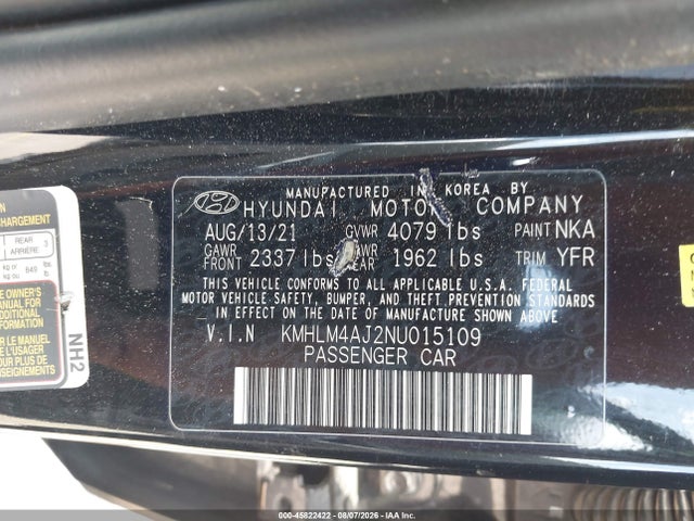 2022 Hyundai Elantra Hybrid Blue მანქანა იყიდება აუქციონზე, vin: KMHLM4AJ2NU015109, აუქციონის ნომერი: 45822422