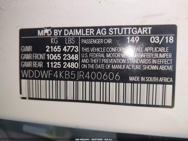 Aukcja sprzedaży 2018 Mercedes-benz C 300 4matic, vin: WDDWF4KB5JR400606, numer aukcji: 45822441