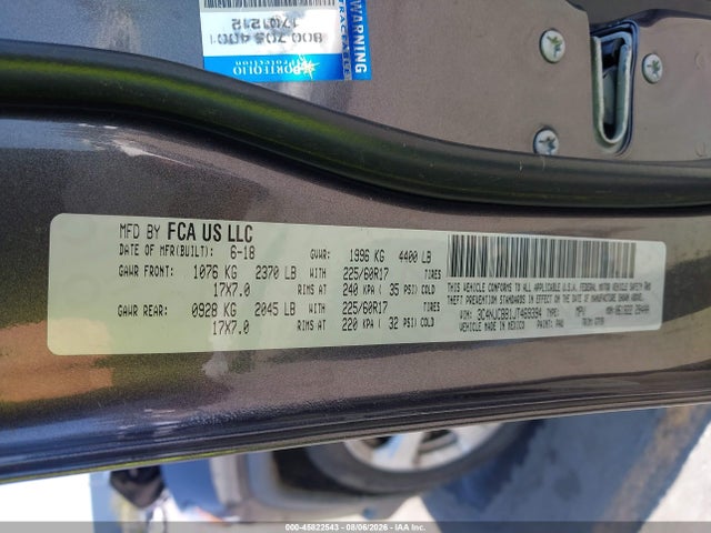 3C4NJCBB1JT469394 Jeep Compass Latitude Fwd