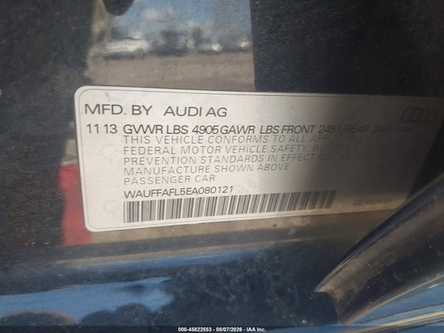 Aukcja sprzedaży 2014 Audi A4 2.0t Premium, vin: WAUFFAFL5EA080121, numer aukcji: 45822553