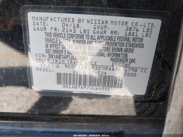 Nissan SENTRA SV 2018 3N1AB7AP7JL642581 Image 9