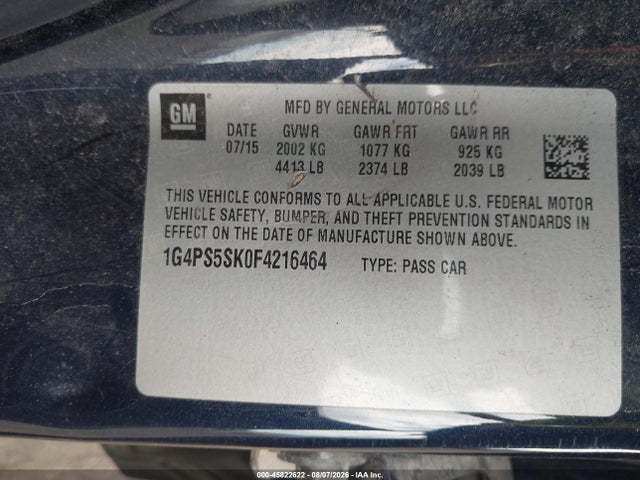 Aukcja sprzedaży 2015 Buick Verano Leather Group, vin: 1G4PS5SK0F4216464, numer aukcji: 45822622