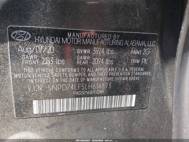 Hyundai ELANTRA SE 2020 5NPD74LF5LH614893 Image 9