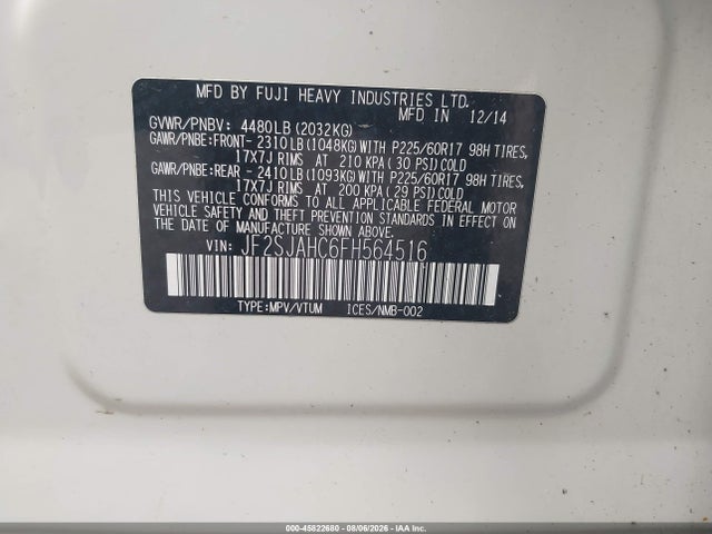 JF2SJAHC6FH564516 Subaru Forester 2.5i Limited