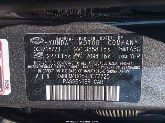 KMHLM4DG5RU677725 Hyundai ELANTRA SEL