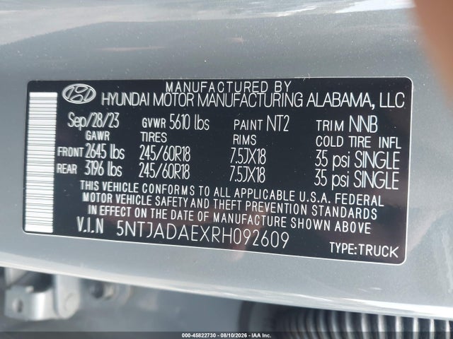 Продаж на аукціоні авто 2024 Hyundai Santa Cruz Se, vin: 5NTJADAEXRH092609, номер лоту: 45822730