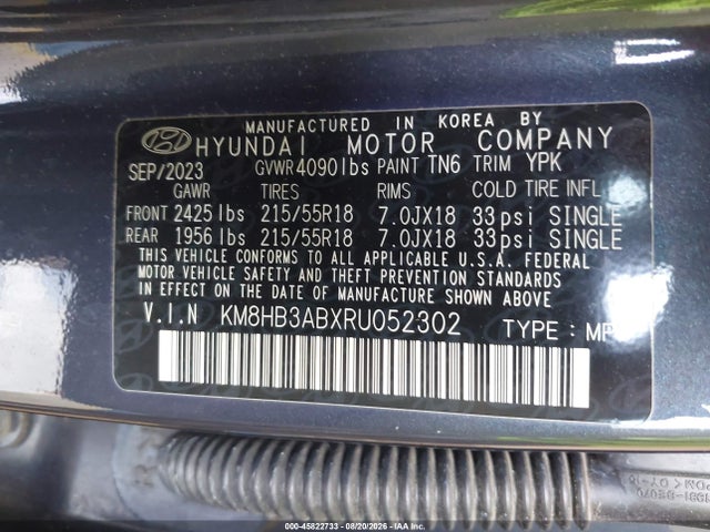 2024 Hyundai Kona Sel მანქანა იყიდება აუქციონზე, vin: KM8HB3ABXRU052302, აუქციონის ნომერი: 45822733