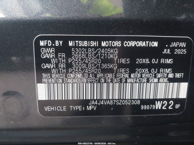 2025 Mitsubishi Outlander Se 2.5 S-awc/trail Edition S-awc მანქანა იყიდება აუქციონზე, vin: JA4J4VA87SZ052308, აუქციონის ნომერი: 45822748
