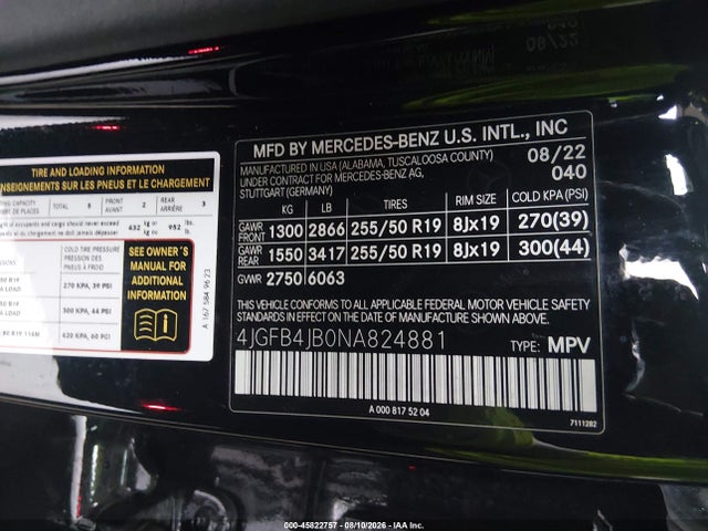 Продажа на аукционе авто 2022 Mercedes-benz Gle 350, vin: 4JGFB4JB0NA824881, номер лота: 45822757