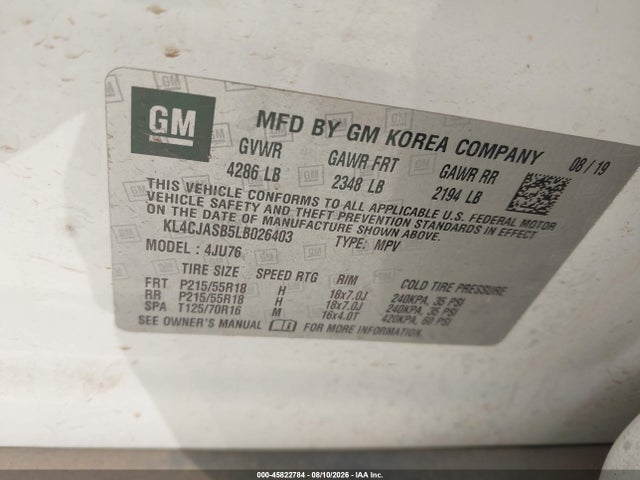 KL4CJASB5LB026403 Buick Encore Fwd Preferred
