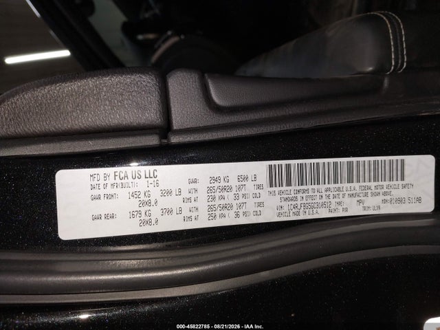 2016 Jeep Grand Cherokee Limited მანქანა იყიდება აუქციონზე, vin: 1C4RJFBG5GC310512, აუქციონის ნომერი: 45822785