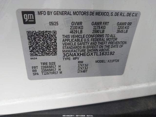 3GNAXHEGXTL163192 Chevrolet Equinox Fwd Lt