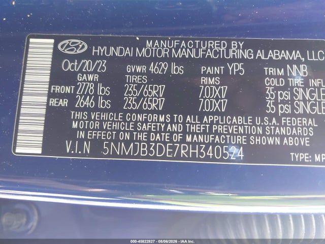 Продаж на аукціоні авто 2024 Hyundai Tucson Sel, vin: 5NMJB3DE7RH340524, номер лоту: 45822827