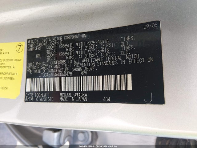 Продажа на аукционе авто 2006 Lexus Rx 330, vin: JTJGA31U460060478, номер лота: 45822883