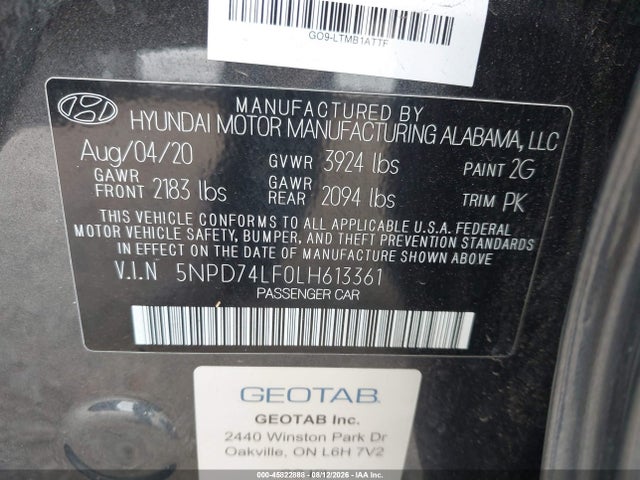 Hyundai ELANTRA SE 2020 5NPD74LF0LH613361 Image 9