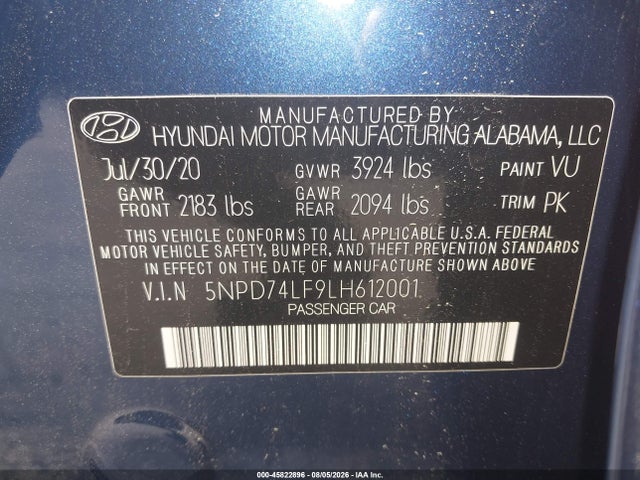 Hyundai ELANTRA SE 2020 5NPD74LF9LH612001 Image 9