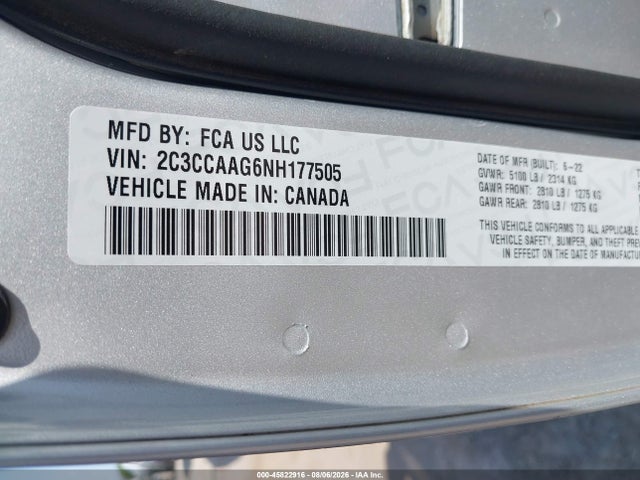 Aukcja sprzedaży 2022 Chrysler 300 Touring, vin: 2C3CCAAG6NH177505, numer aukcji: 45822916
