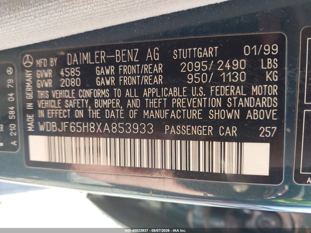 Продажа на аукционе авто 1999 Mercedes-benz E 320, vin: WDBJF65H8XA853933, номер лота: 45822937