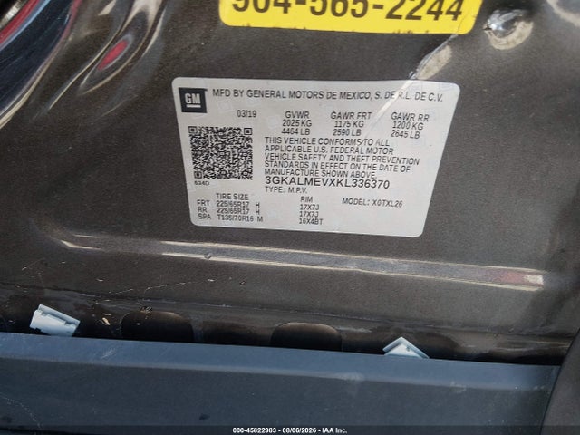 45822983 :رقم المزاد ، 3GKALMEVXKL336370 vin ، 2019 Gmc Terrain Sle مزاد بيع
