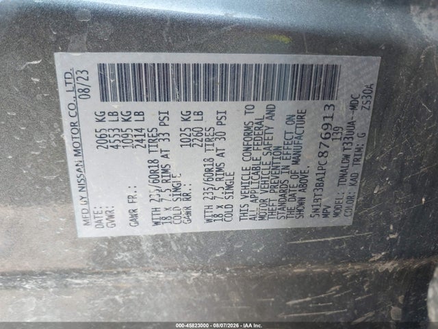 45823000 :رقم المزاد ، 5N1BT3BA1PC876913 vin ، 2023 Nissan Rogue Sv Fwd مزاد بيع