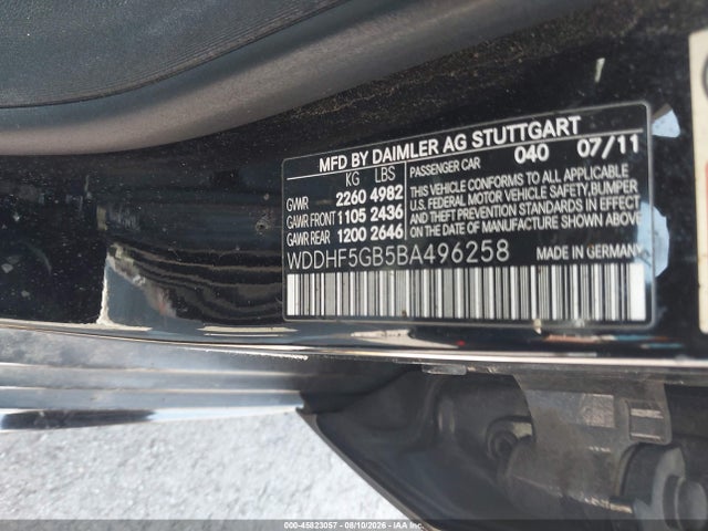 2011 Mercedes-benz E 350 მანქანა იყიდება აუქციონზე, vin: WDDHF5GB5BA496258, აუქციონის ნომერი: 45823057