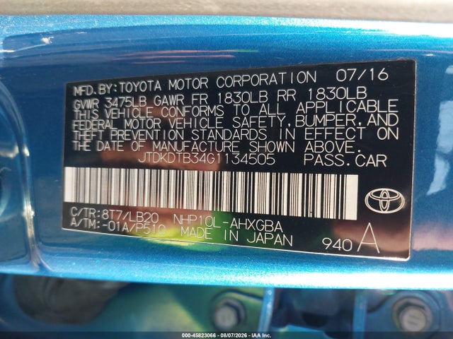 Toyota Prius C Four 2016 JTDKDTB34G1134505 Image 9