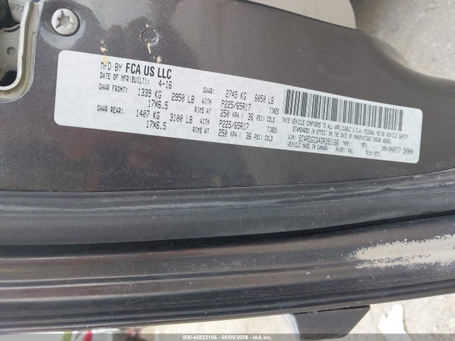 2016 Dodge Grand Caravan Sxt მანქანა იყიდება აუქციონზე, vin: 2C4RDGCG4GR351166, აუქციონის ნომერი: 45823106