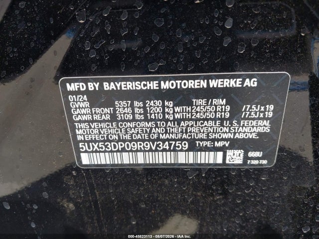 2024 Bmw X3 Xdrive30i მანქანა იყიდება აუქციონზე, vin: 5UX53DP09R9V34759, აუქციონის ნომერი: 45823113