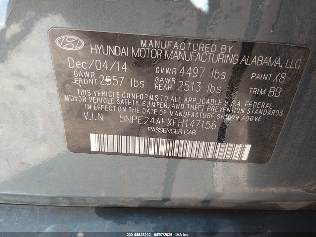 Продажа на аукционе авто 2015 Hyundai Sonata Se, vin: 5NPE24AFXFH147156, номер лота: 45823202