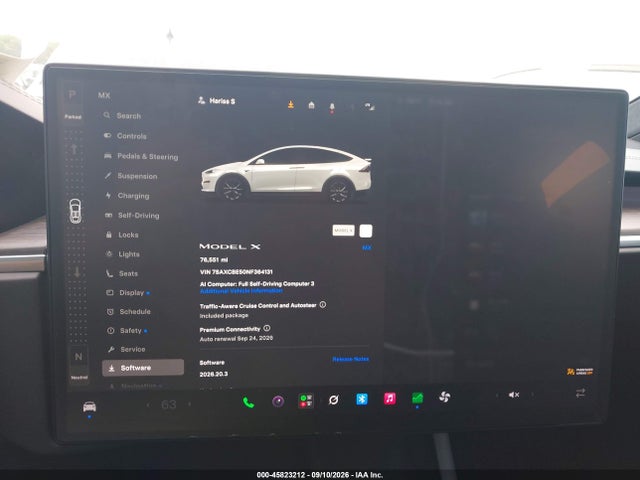45823212 :رقم المزاد ، 7SAXCBE50NF364131 vin ، 2022 Tesla Model X Dual Motor All-wheel Drive مزاد بيع