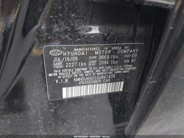 Продаж на аукціоні авто 2010 Hyundai Elantra Gls, vin: KMHDU4AD1AU841409, номер лоту: 45823286