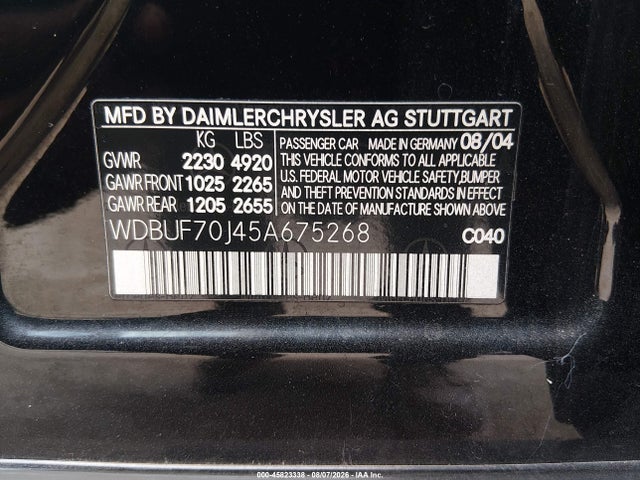 Продажа на аукционе авто 2005 Mercedes-benz E 500, vin: WDBUF70J45A675268, номер лота: 45823338