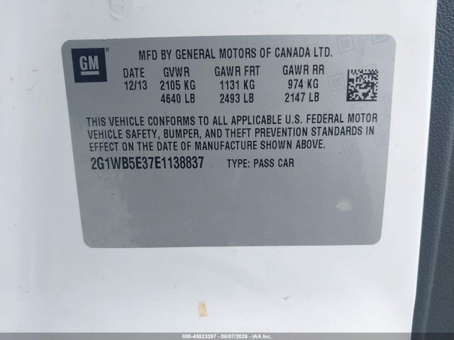 Продаж на аукціоні авто 2014 Chevrolet Impala Limited Lt, vin: 2G1WB5E37E1138837, номер лоту: 45823397
