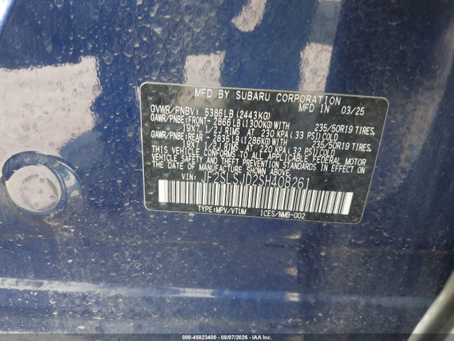 Продаж на аукціоні авто 2025 Subaru Forester Sport Hybrid, vin: JF2SLSJD2SH408261, номер лоту: 45823400