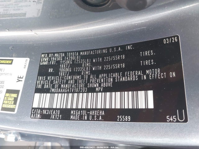 7MUDAAAG4TV187203 Toyota Corolla Cross Xle