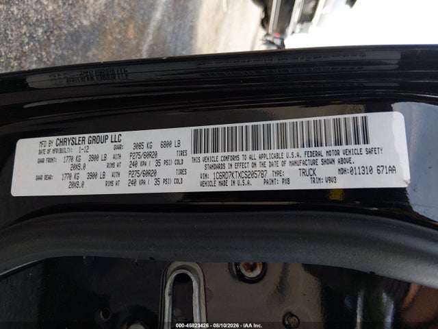 Aukcja sprzedaży 2012 Ram 1500 St, vin: 1C6RD7KTXCS205787, numer aukcji: 45823426