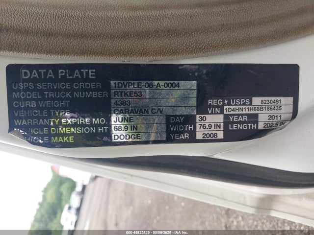 Auction sale of the 2008 Dodge Grand Caravan Cv, vin: 1D4HN11H68B186435, lot number: 45823429
