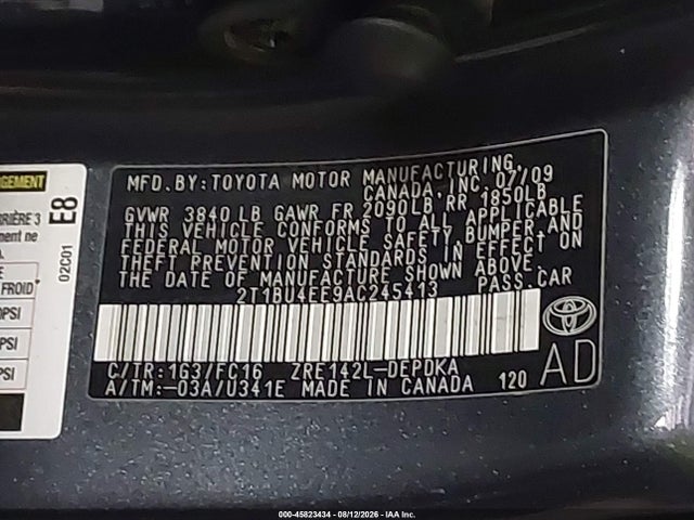 Aukcja sprzedaży 2010 Toyota Corolla Le, vin: 2T1BU4EE9AC245413, numer aukcji: 45823434