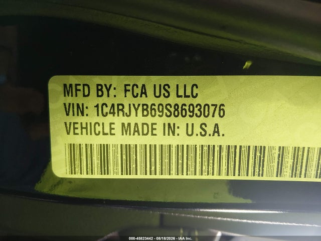 Aukcja sprzedaży 2025 Jeep Grand Cherokee 4xe, vin: 1C4RJYB69S8693076, numer aukcji: 45823442