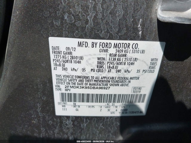 Продаж на аукціоні авто 2013 Ford Edge Limited, vin: 2FMDK3K95DBA96927, номер лоту: 45823450