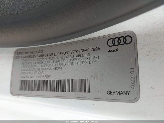 Aukcja sprzedaży 2013 Audi A7 3.0t Premium, vin: WAUYGAFC2DN062091, numer aukcji: 45823481