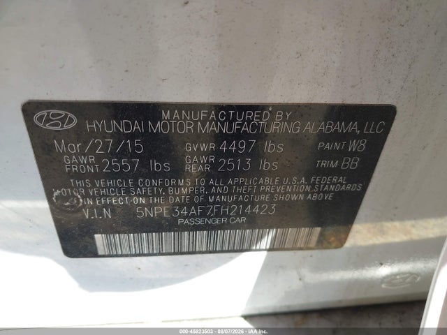 Hyundai Sonata Sport 2015 5NPE34AF7FH214423 Image 9
