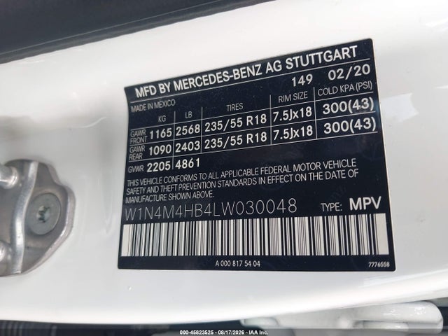 Продаж на аукціоні авто 2020 Mercedes-benz Glb 250 4matic, vin: W1N4M4HB4LW030048, номер лоту: 45823525