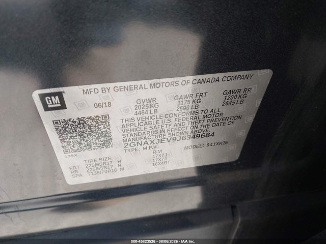 Chevrolet EQUINOX LT 2018 2GNAXJEV9J6349684 Image 9