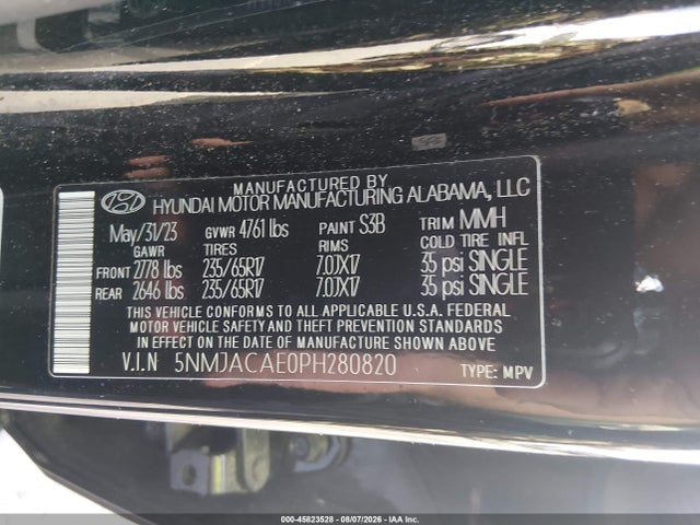 2023 Hyundai Tucson Se მანქანა იყიდება აუქციონზე, vin: 5NMJACAE0PH280820, აუქციონის ნომერი: 45823528